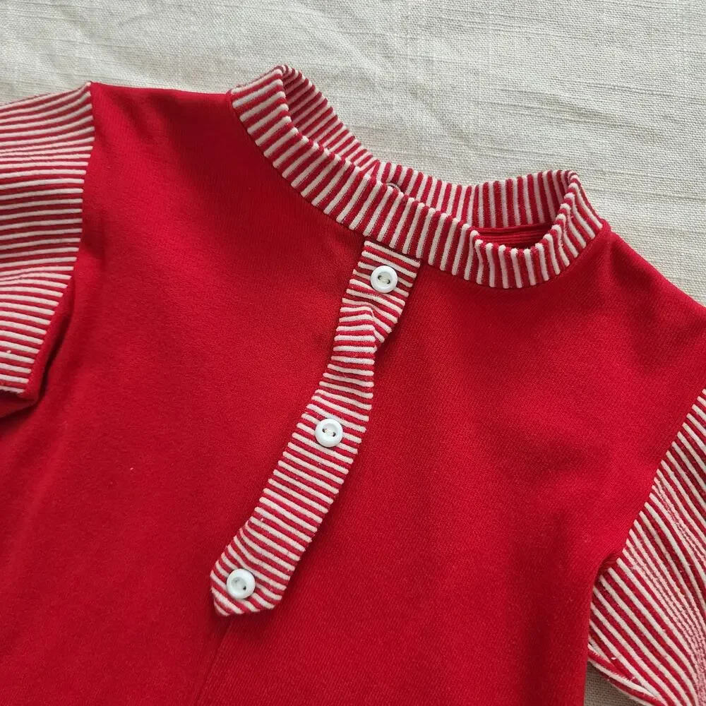 Vintage Red Striped Bodysuit 9-12 months